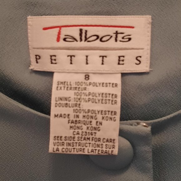 Talbots Petites Pleated Midi / Maxi Short-Sleeve Light Blue Dress Size 8P - Picture 4 of 4